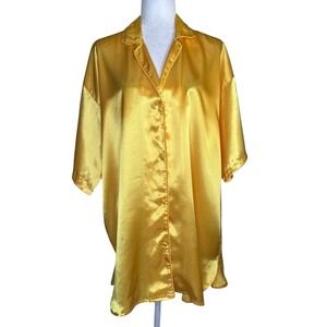 Vintage 90s Gold Label Victorias Secret Night Shirt Dress‎ M/L Satin Oversized